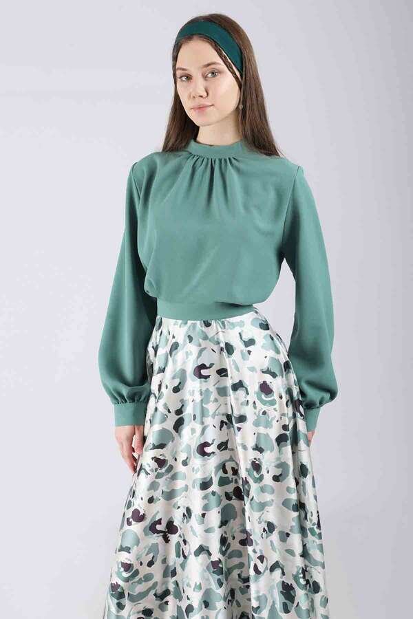 Ebru Patterned Skirt Set Mint Green