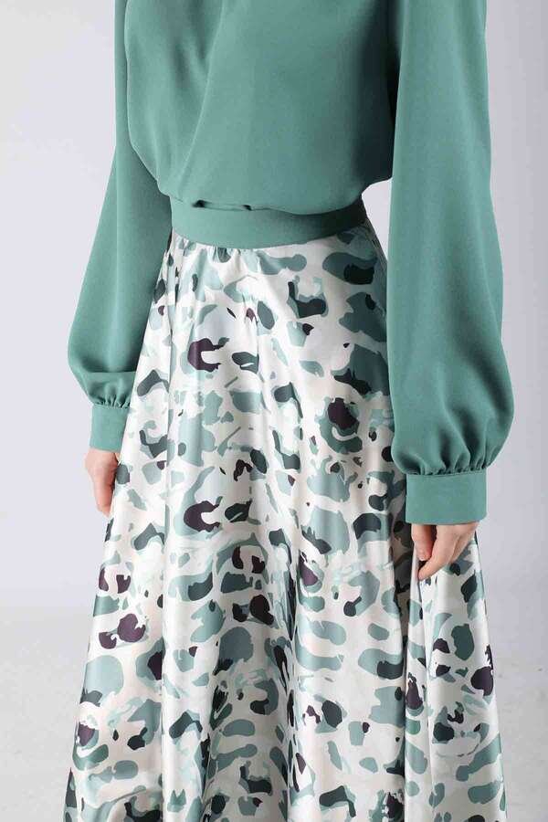 Ebru Patterned Skirt Set Mint Green