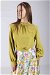 Ebru Patterned Skirt Set Oil Green - Thumbnail