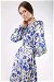 Ebruli Patterned Dress Blue - Thumbnail