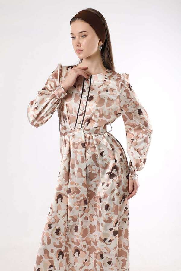 Ebruli Patterned Dress Mink