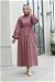 Elastic Poplin Dress Dried Rose - Thumbnail