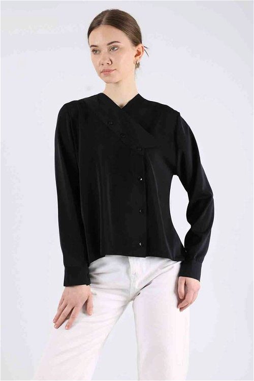 Embroidered Denim Shirt Black