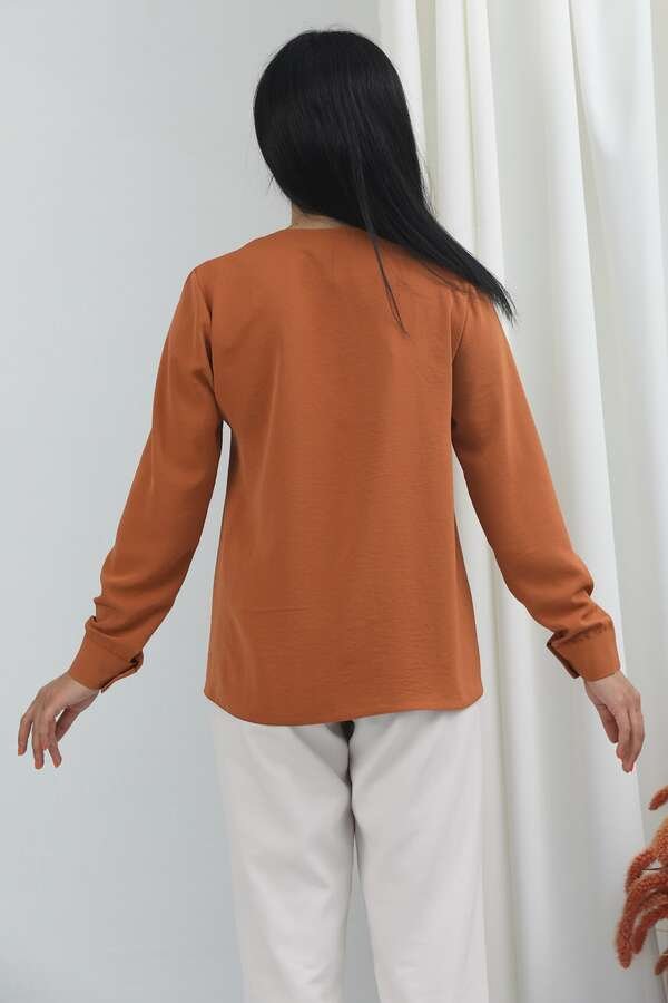 Embroidered Denim Shirt Orange