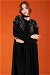 Embroidered Linen Dress Black - Thumbnail
