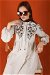Embroidered Linen Dress Stone - Thumbnail