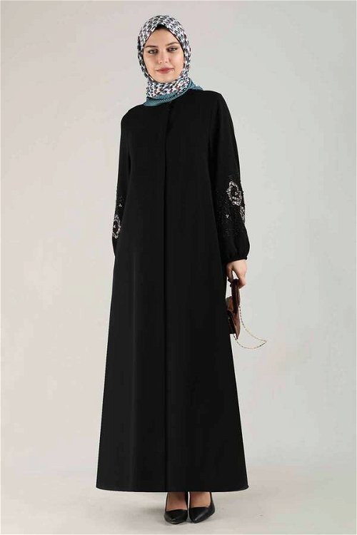 Embroidered Sleeves Abaya Black