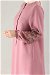 Embroidered Sleeves Abaya Pink - Thumbnail