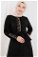 Embroidered Suede Abaya Black - Thumbnail