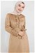 Embroidered Suede Abaya Camel - Thumbnail