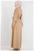 Embroidered Suede Abaya Camel - Thumbnail