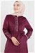 Embroidered Suede Abaya Plum - Thumbnail