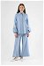 Embroidery Detailed Linen Suit Baby Blue - Thumbnail