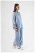 Embroidery Detailed Linen Suit Baby Blue - Thumbnail