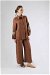Embroidery Detailed Linen Suit Brown - Thumbnail