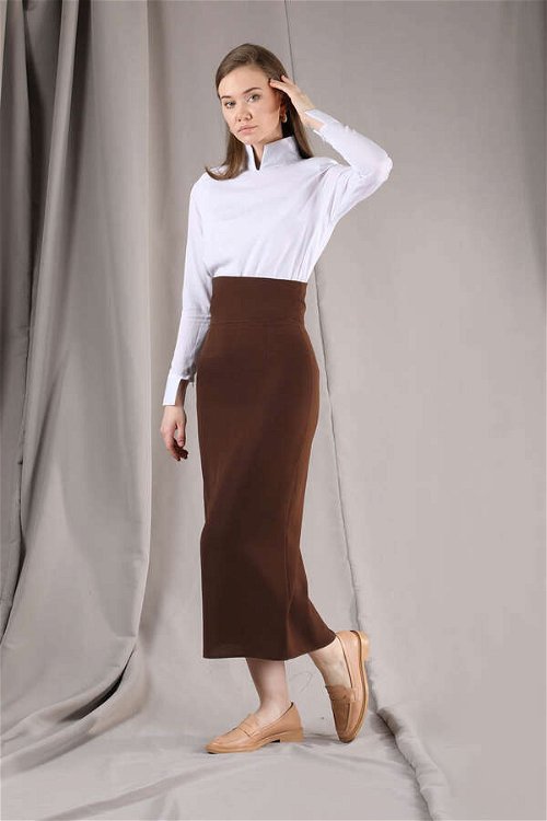 Femina Pencil Skirt Set Brown