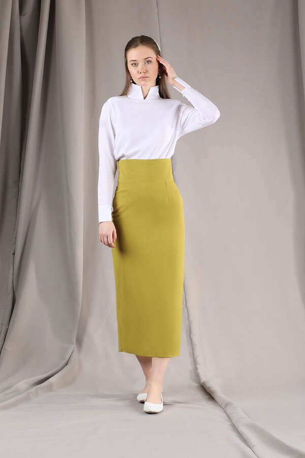 Zulays - Femina Pencil Skirt Set Oil Green