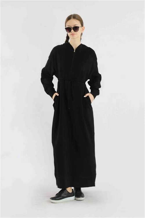 Zulays - Fermuar Detaylı Elbise Siyah