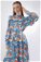 Flora Patterned Floral Dress Blue - Thumbnail