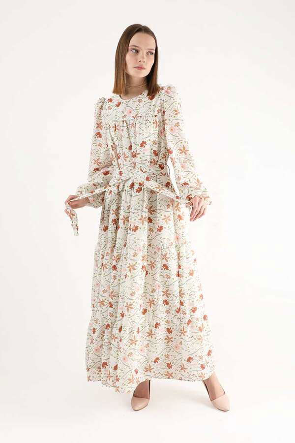 Floral Pattern Dress Dried Rose