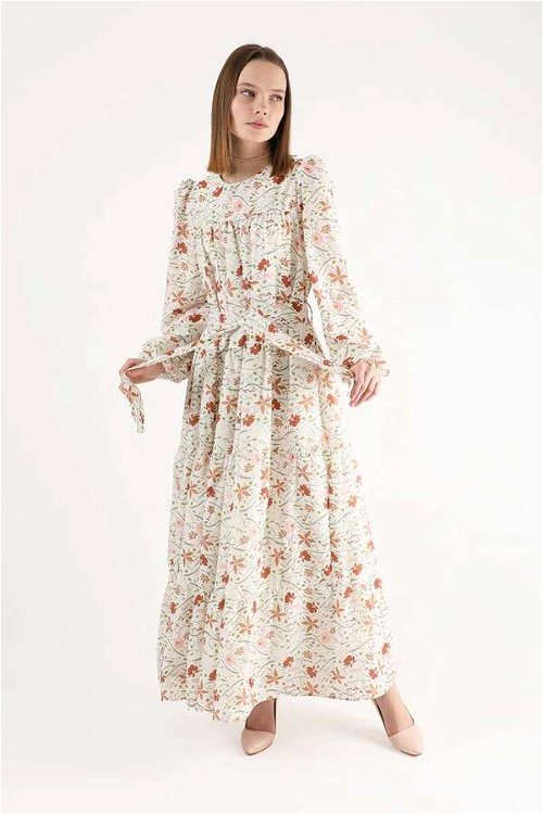 Floral Pattern Dress Dried Rose