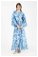 Floral Patterned Balloon Sleeve Dress Blue - Thumbnail