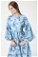 Floral Patterned Balloon Sleeve Dress Blue - Thumbnail