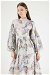 Floral Patterned Balloon Sleeve Dress Yellow - Thumbnail