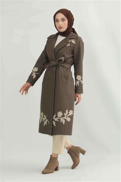 Floral Patterned Cachet Coat Brown