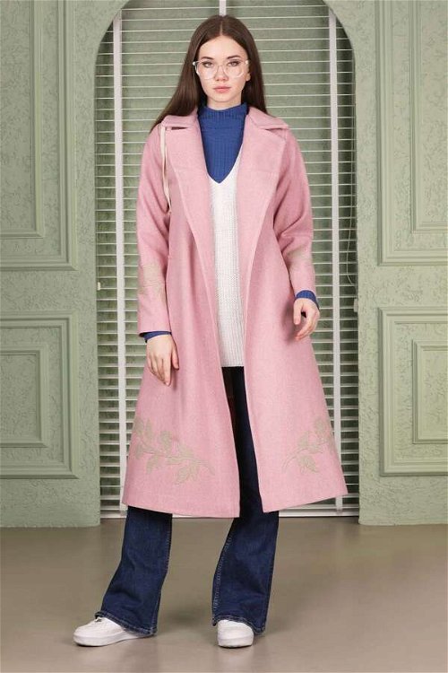 Floral Patterned Cachet Coat Pink