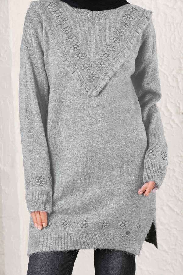 Floral Sweater Light Gray