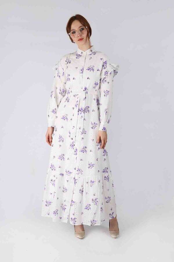 Floral Brode Dress Lilac