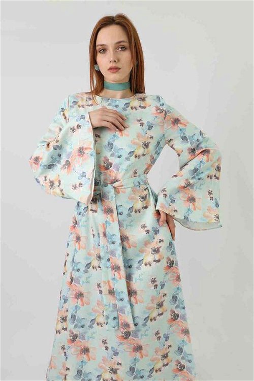Floral Linen Dress Mint