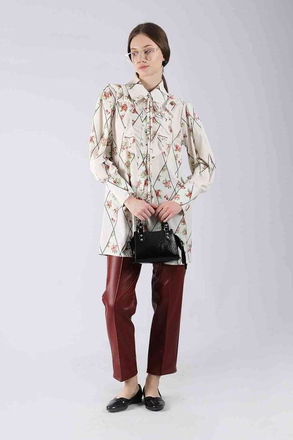 Floral Pattern Shirt Dried Rose 