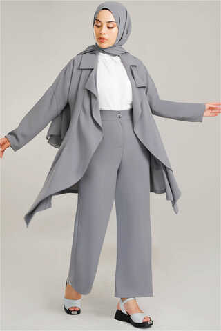 Zulays - Flowy Jacket Suit Gray