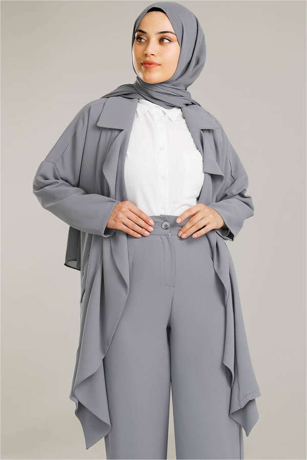 Flowy Jacket Suit Gray