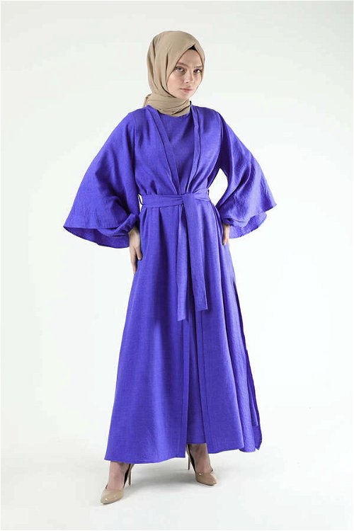 Flywheel Cuff Piece Abaya Suit Blue