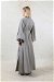 Flywheel Cuff Piece Abaya Suit Grey - Thumbnail