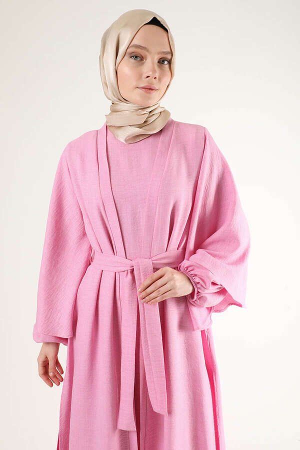 Flywheel Cuff Piece Abaya Suit Pink