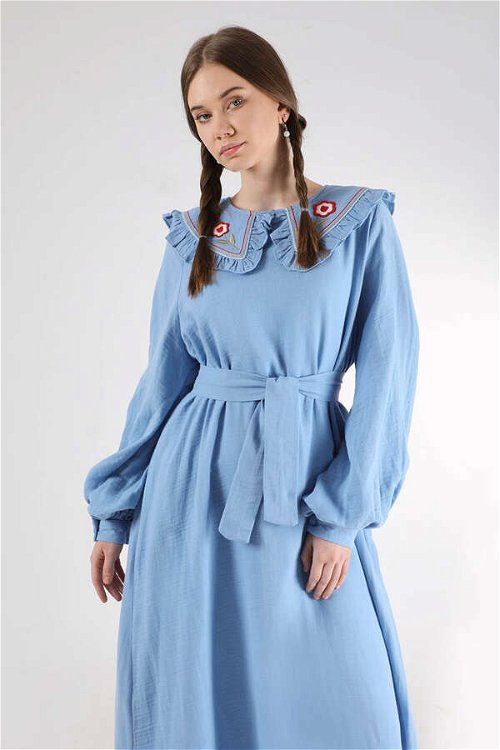 Frilly Baby Collar Dress Baby Blue