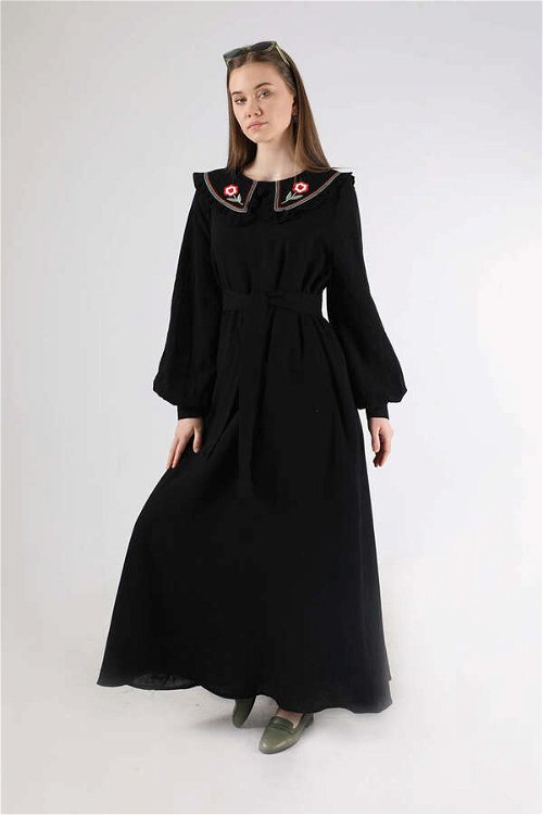 Frilly Baby Collar Dress Black