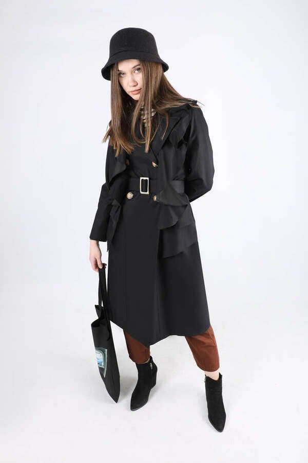 Frilly Trench Black