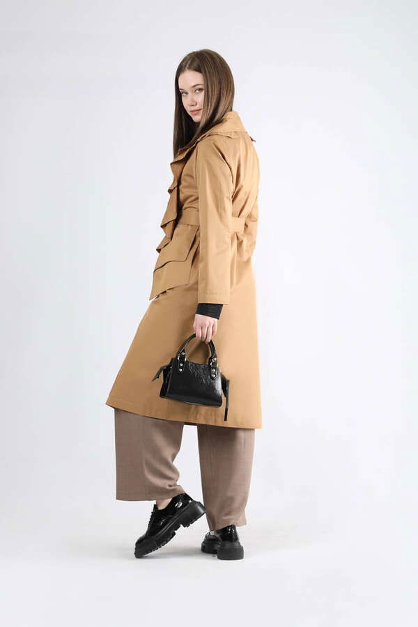 Frilly Trench Camel