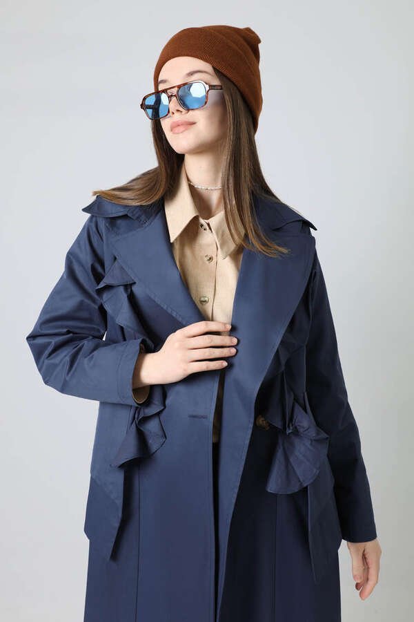 Frilly Trench Navy Blue 