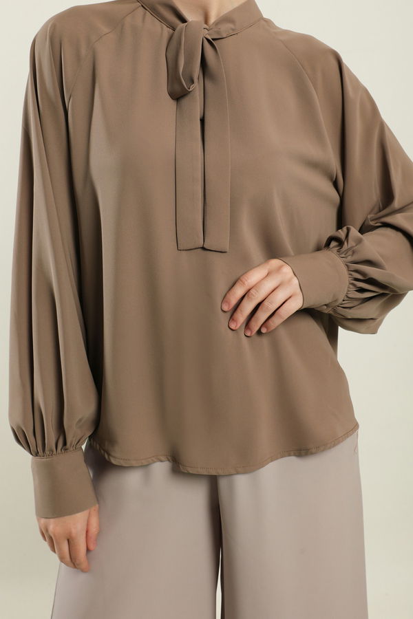 Zulays - Fularlı Gömlek Camel