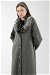 Furry Buttoned Cachet Coat Anthracite - Thumbnail