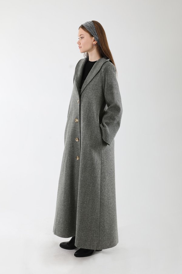 Furry Buttoned Cachet Coat Anthracite