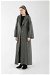 Furry Buttoned Cachet Coat Anthracite - Thumbnail