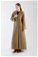 Furry Buttoned Cachet Coat Tan - Thumbnail