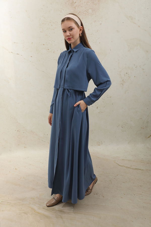 Zulays - Medine İpeği Elbise İndigo